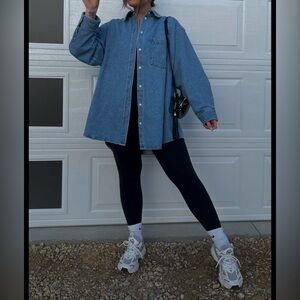 Vintage North Crest Blue Denim Cotton Button Up Long Sleeve